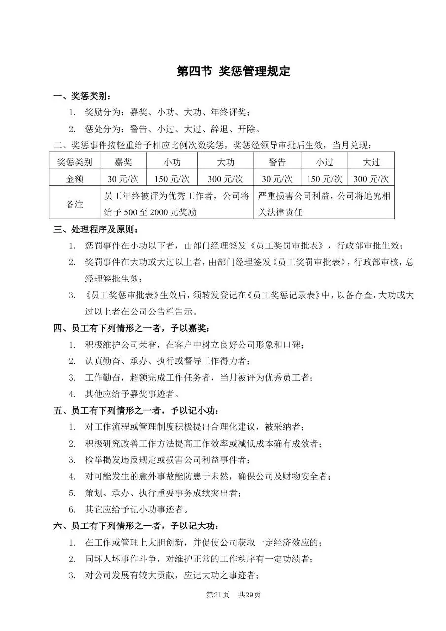 深圳市某某有限公司员工手册标准通用Word文档模板 - 第21页