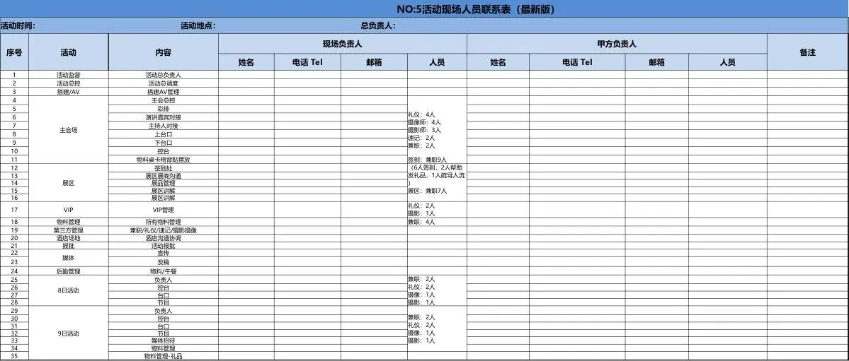 22张活动筹备执行实操Excel表格模板 活动全流程管理实用工具 - 第6页