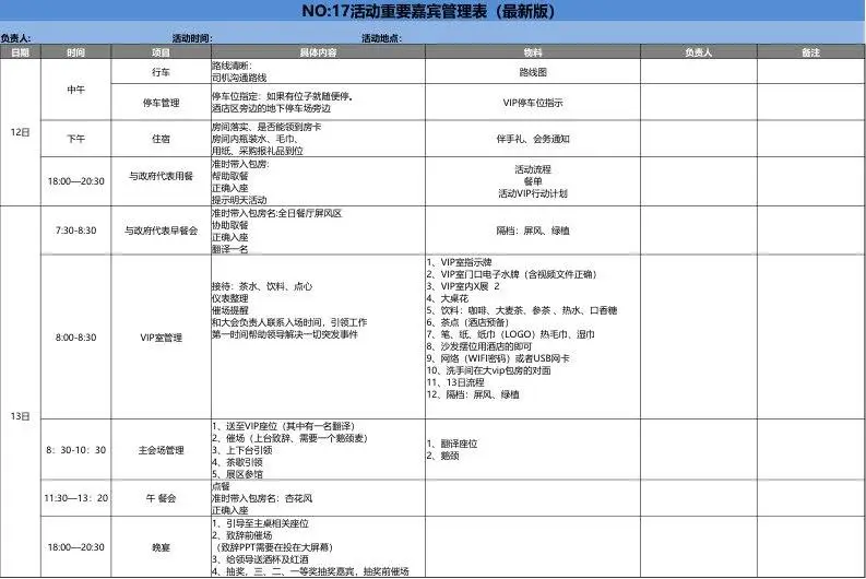 22张活动筹备执行实操Excel表格模板 活动全流程管理实用工具 - 第18页