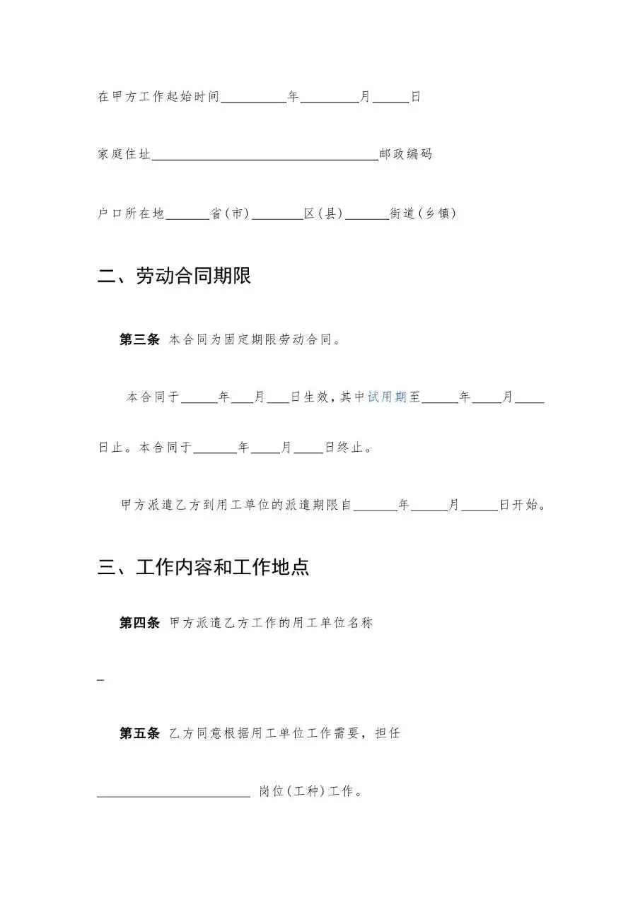 劳务派遣专用劳动合同书标准正式办公文档模板 - 第3页