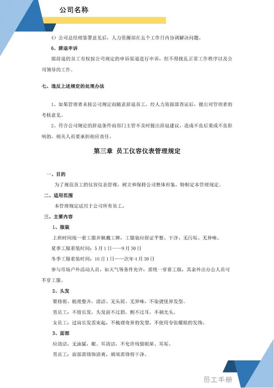 蓝色简约商务风企业员工手册Word文档模板 - 第12页