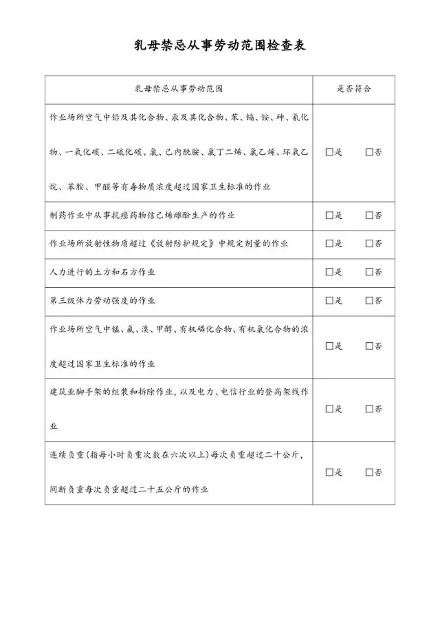 乳母禁忌从事劳动范围检查统计Excel表格模板 - 封面预览