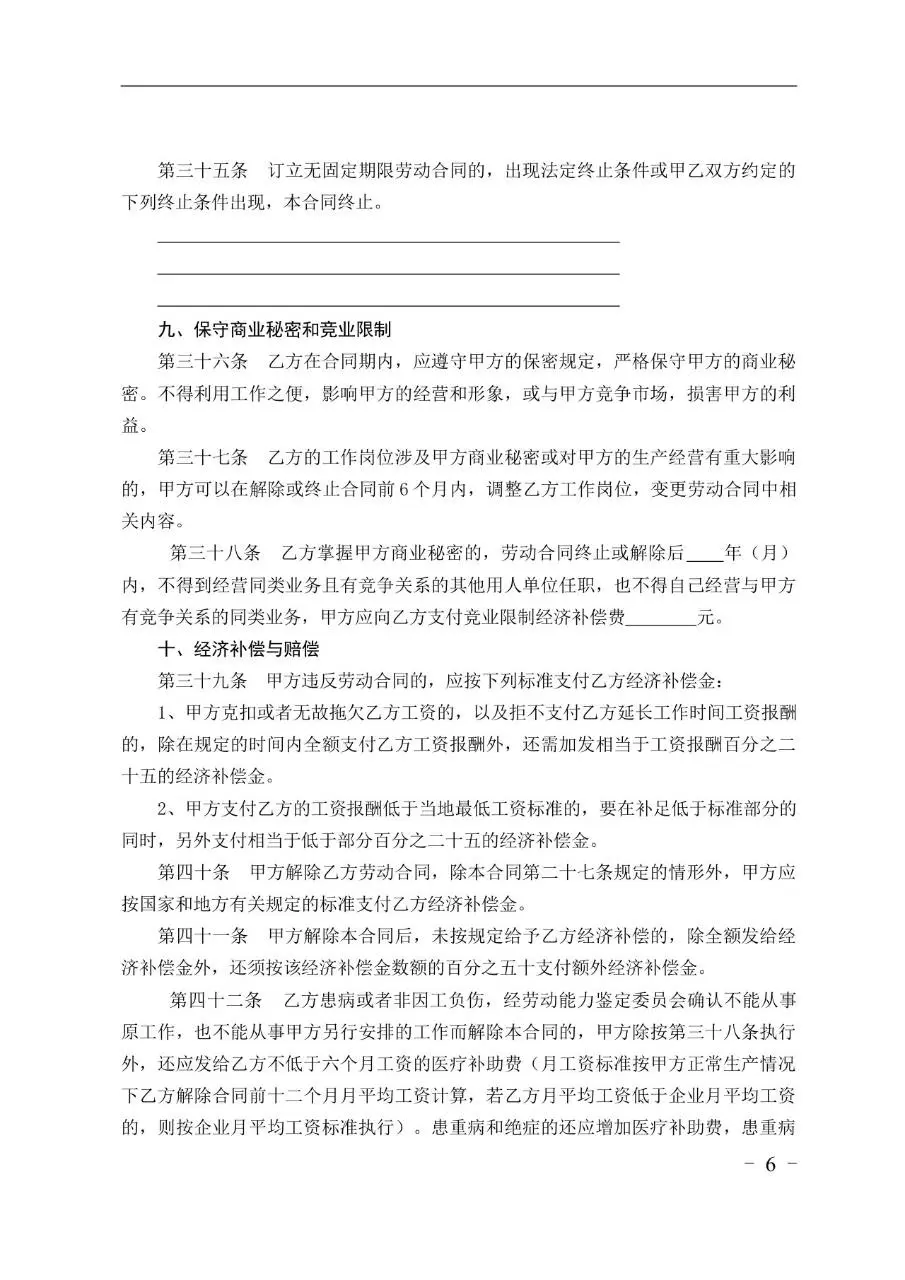 金融贸易行业标准劳动合同书Word文档模板 - 第6页