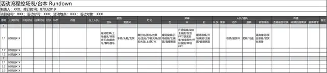 活动流程控场表台本Excel表格 大型活动执行统筹进度安排模板 - 封面预览