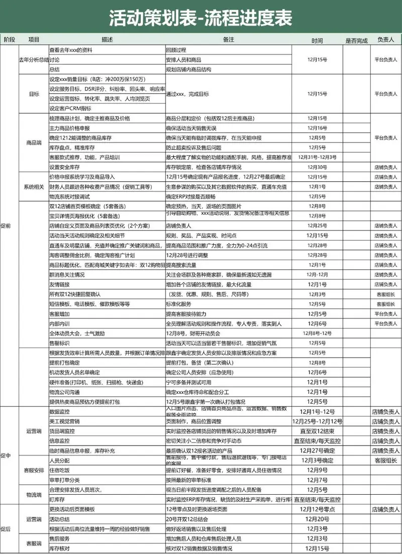 活动策划流程进度跟踪Excel表格模板 - 封面预览