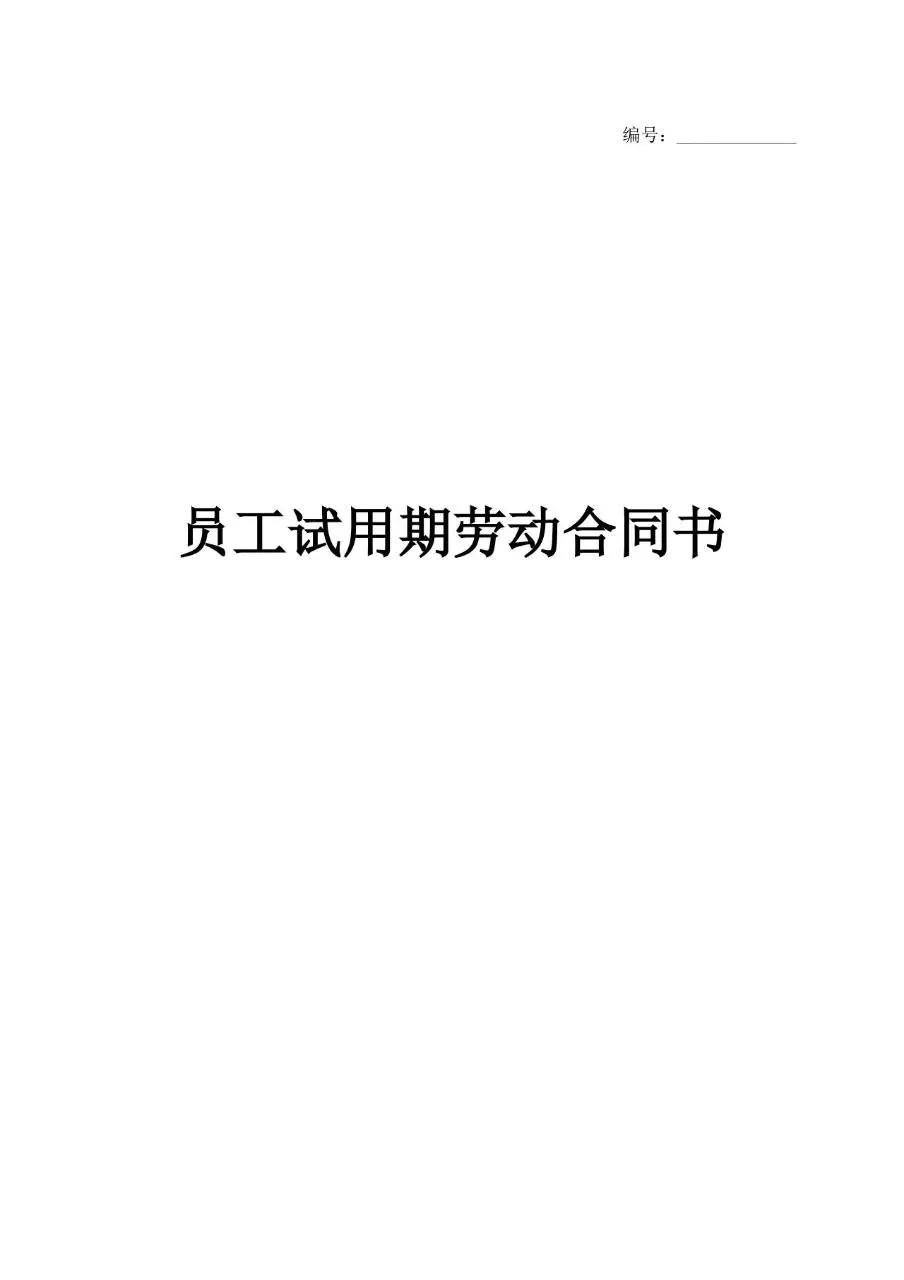 员工试用期劳动合同书标准正式办公文档模板 - 第1页