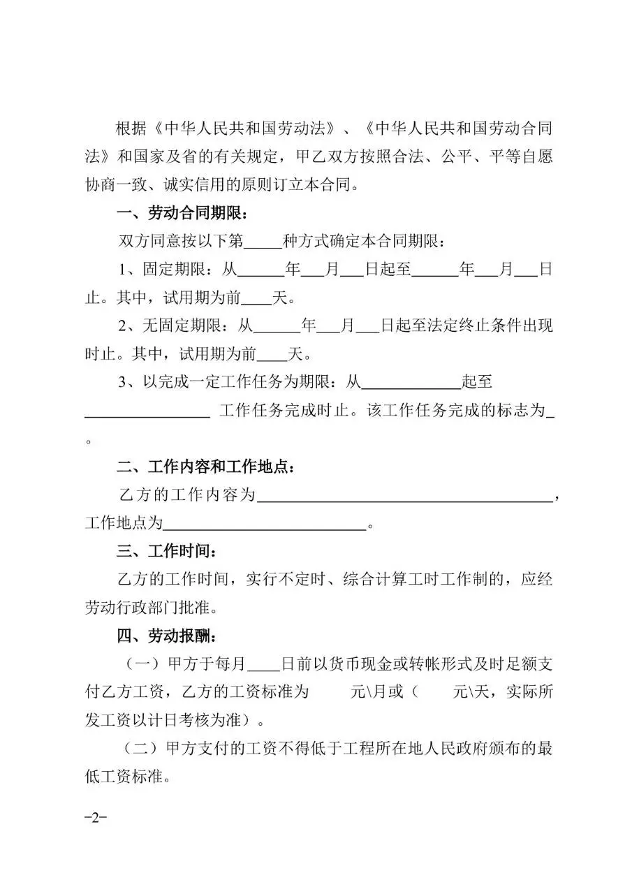 安装工劳动合同标准正式文档模板 - 第2页