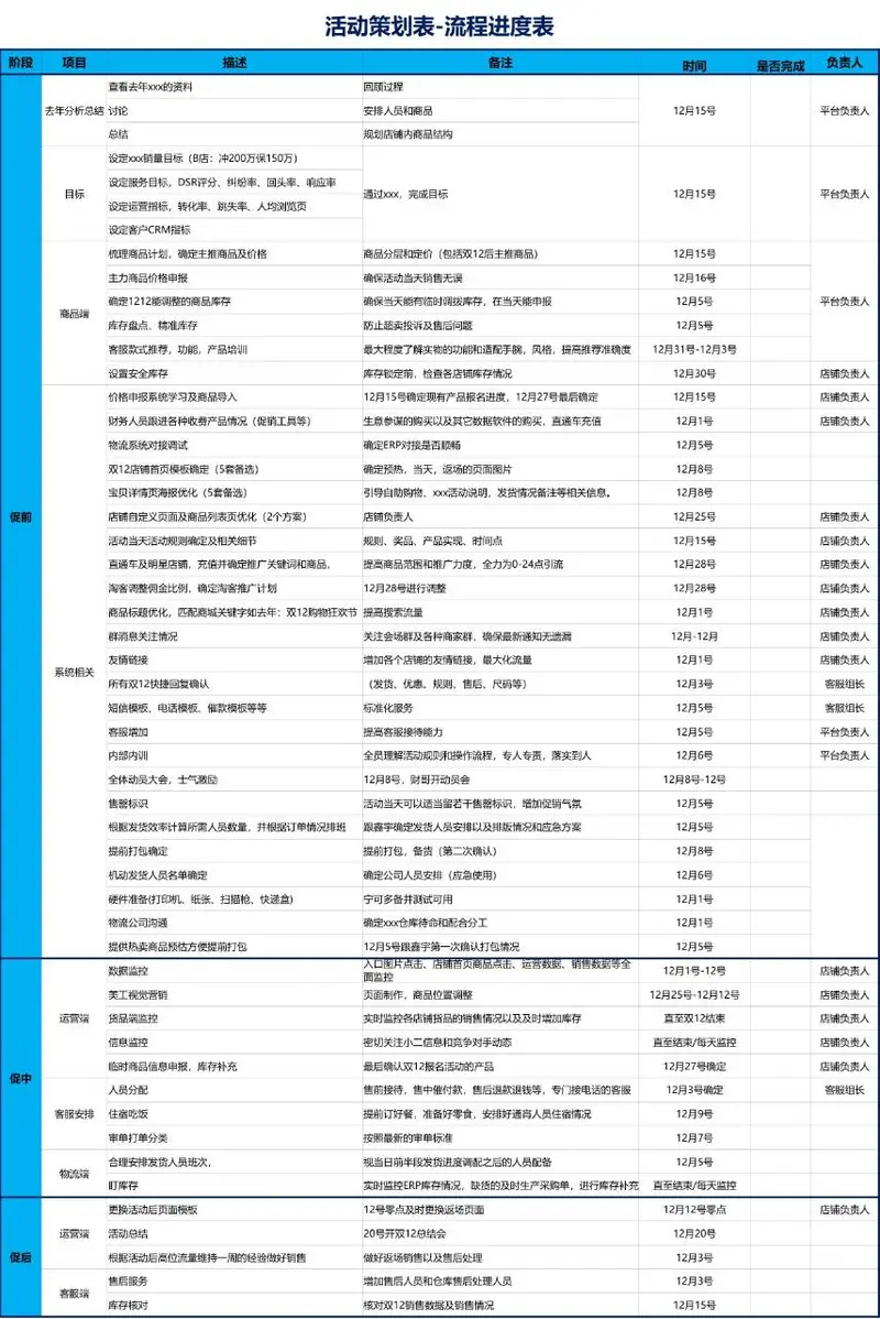活动策划流程进度跟踪Excel表格模板 - 封面预览