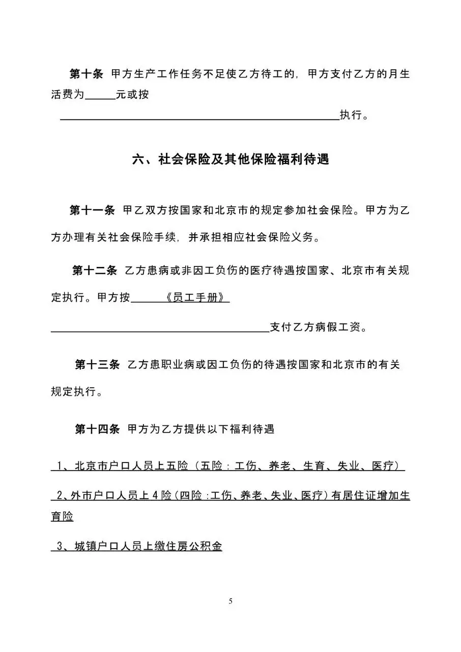 固定期限劳动合同书标准通用办公文档模板 - 第5页
