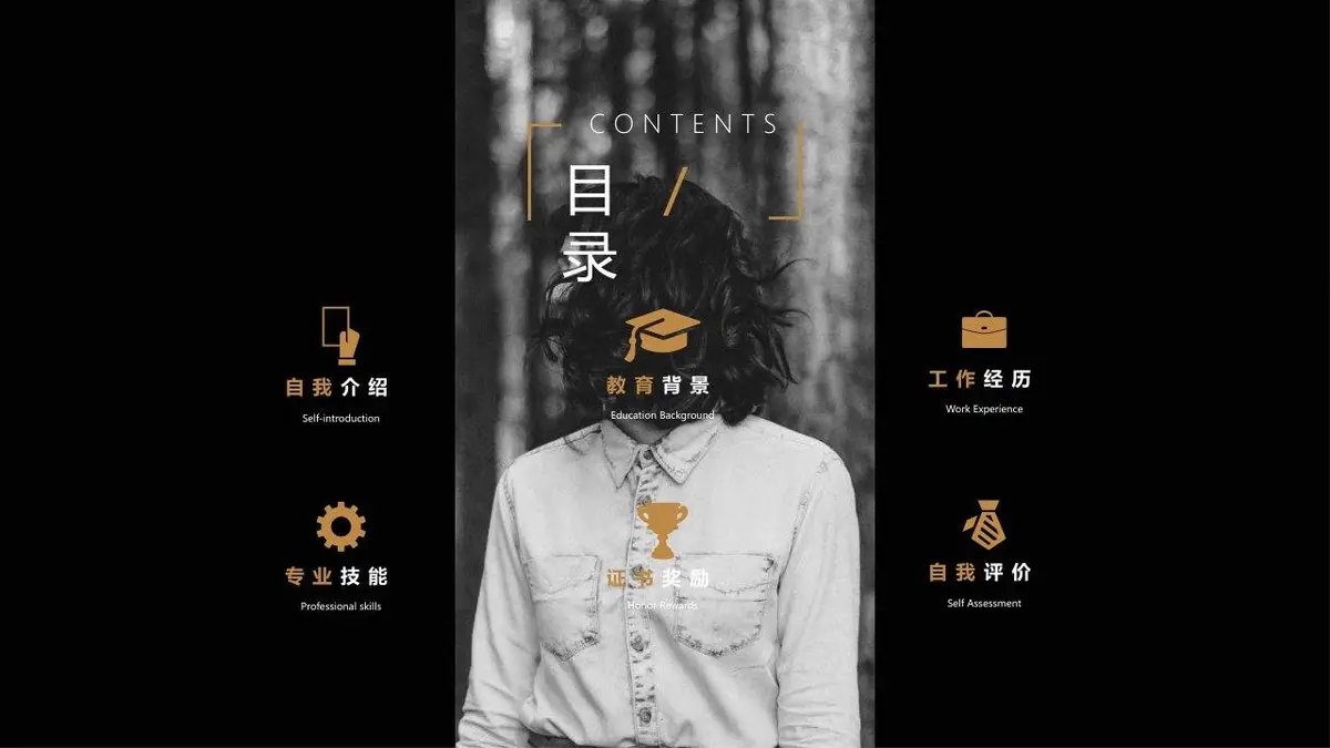 黑金风个人简历PPT模板 - 第2页