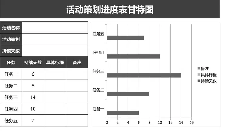 活动策划进度表甘特图Excel表格模板 - 封面预览