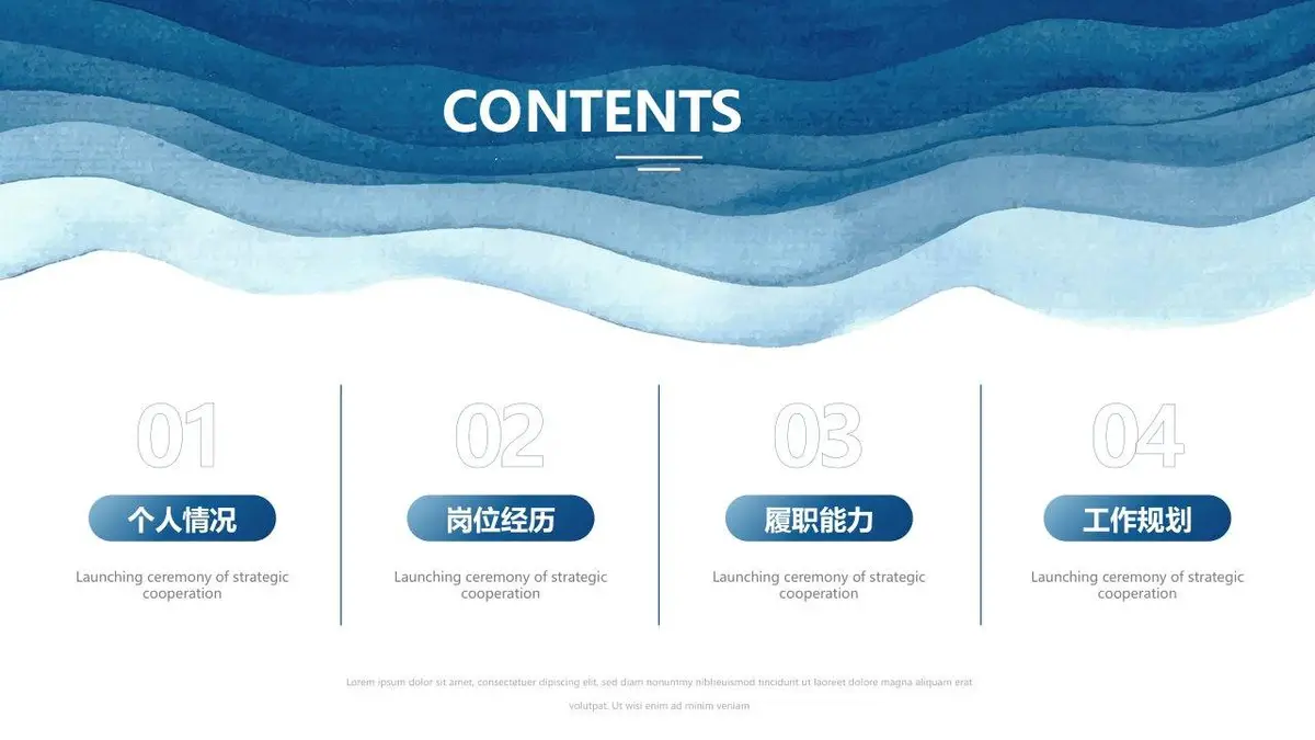 蓝色水彩风个人求职简历PPT - 第2页