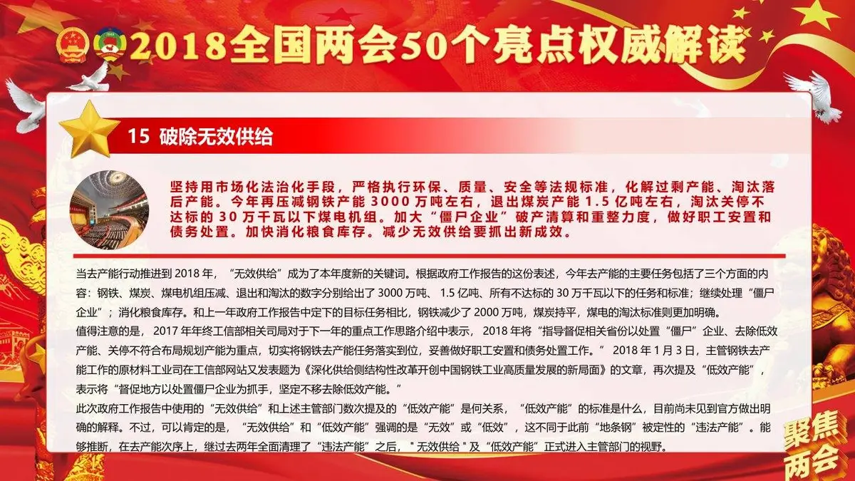 聚焦两会学习贯彻2018两会精神政府工作报告50个亮点党建党政PPT模板 - 第17页