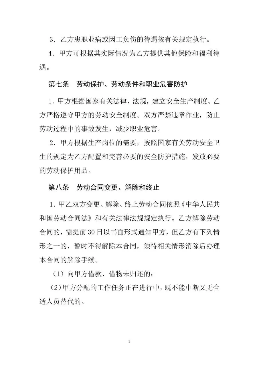 专业技术人员劳动合同标准Word文档模板 - 第3页