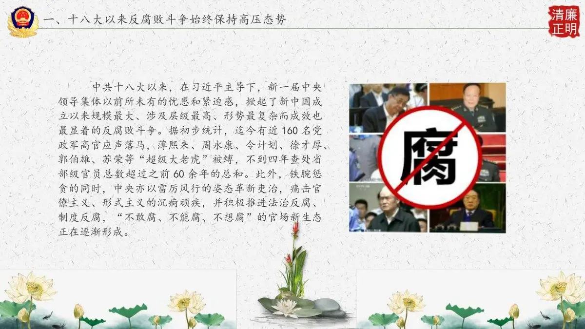 廉政为民清正廉洁党政党风廉政建设主题汇报PPT模板 - 第5页