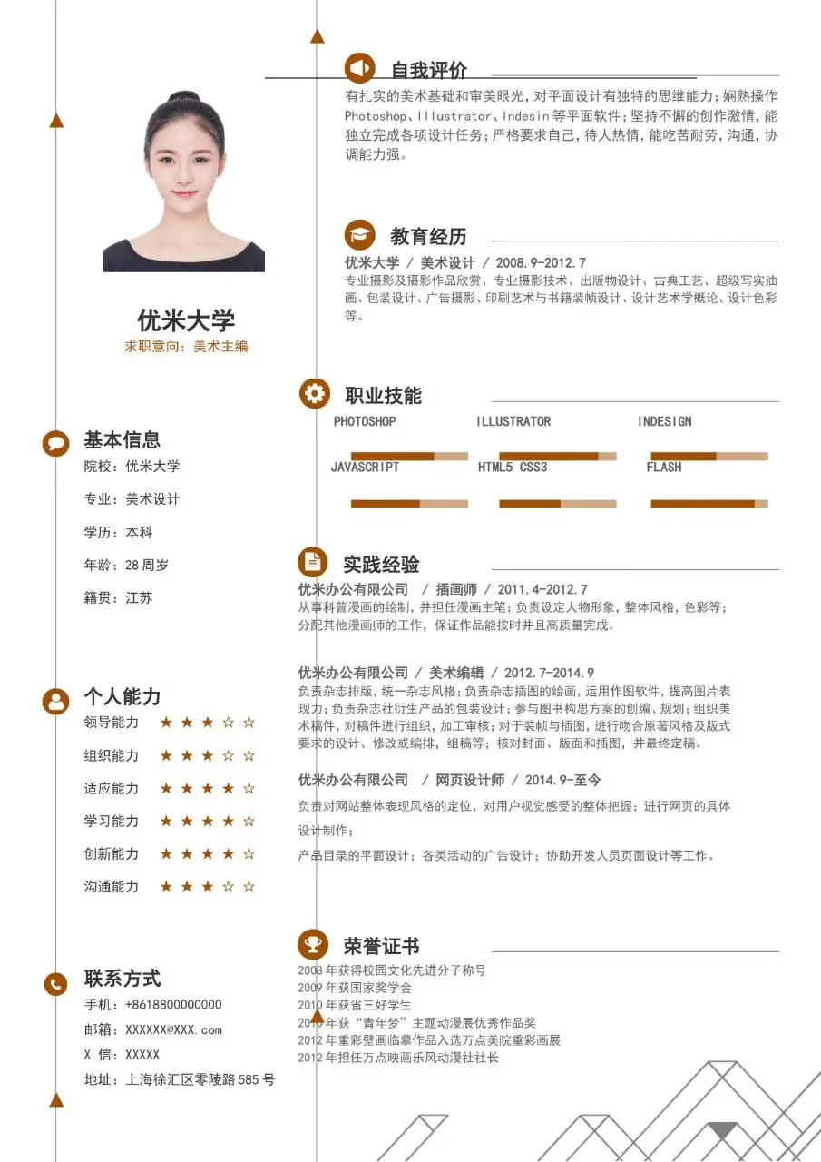 简约线条风求职简历美术主编岗位应聘个人简历Word模板 - 第3页