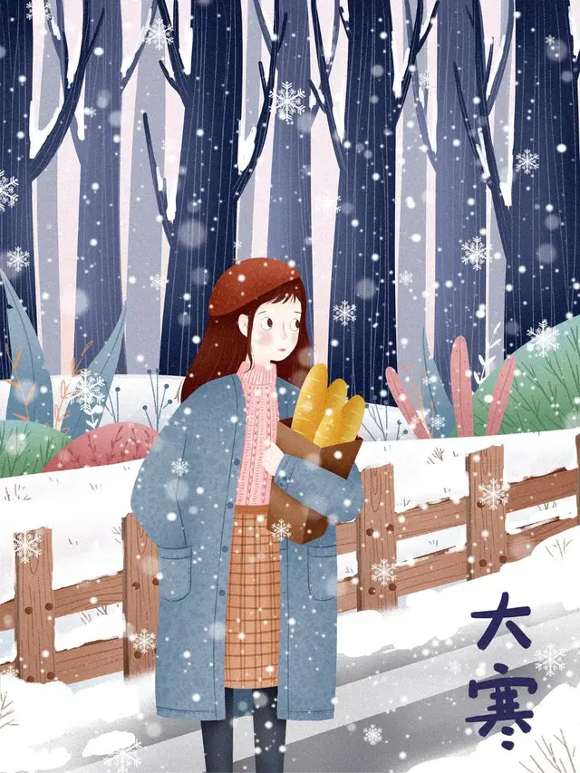 大寒节气冬日雪景插画主题海报PSD设计素材 - 封面预览