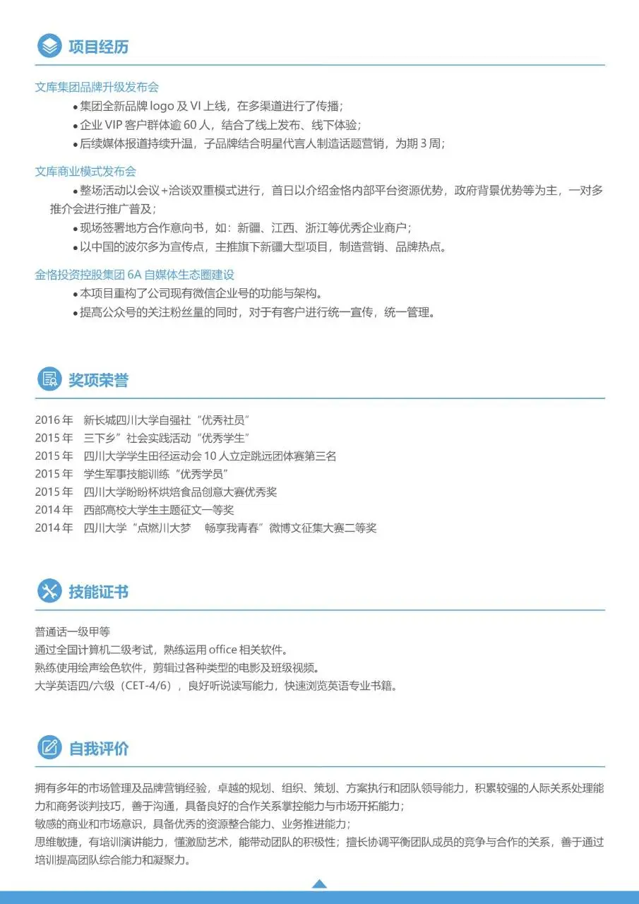 市场总监品牌方向求职个人简历Word模板 - 第2页