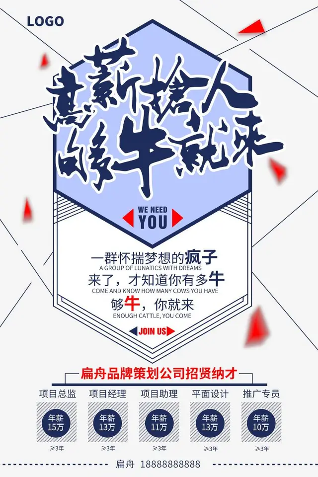 高薪招贤纳才企业招聘宣传海报PSD设计素材 - 封面预览