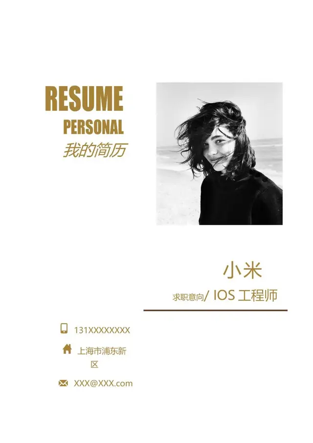 IOS工程师求职个人简历简约大气Word模板 - 封面预览