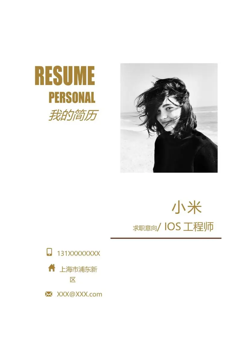 IOS工程师求职个人简历简约大气Word模板 - 封面预览