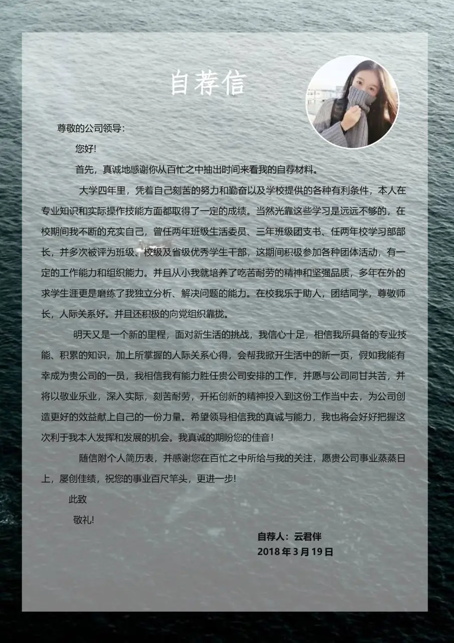 程序员求职个人简历Word模板 海洋文艺风格求职简历封面及信息页 - 第3页