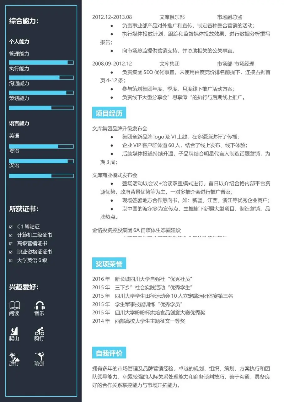 市场总监品牌方向求职简历Word模板 - 第2页