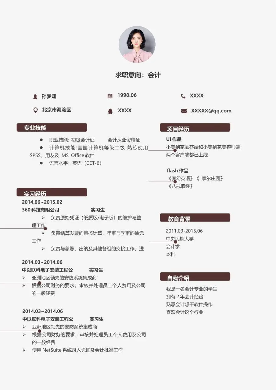 国风荷花金鱼简约求职简历Word模板 - 第2页