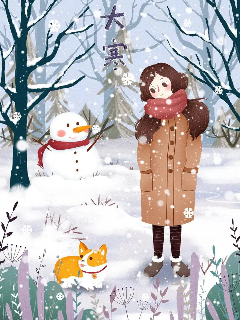 大寒节气冬日雪景插画海报PSD设计素材 - 封面预览