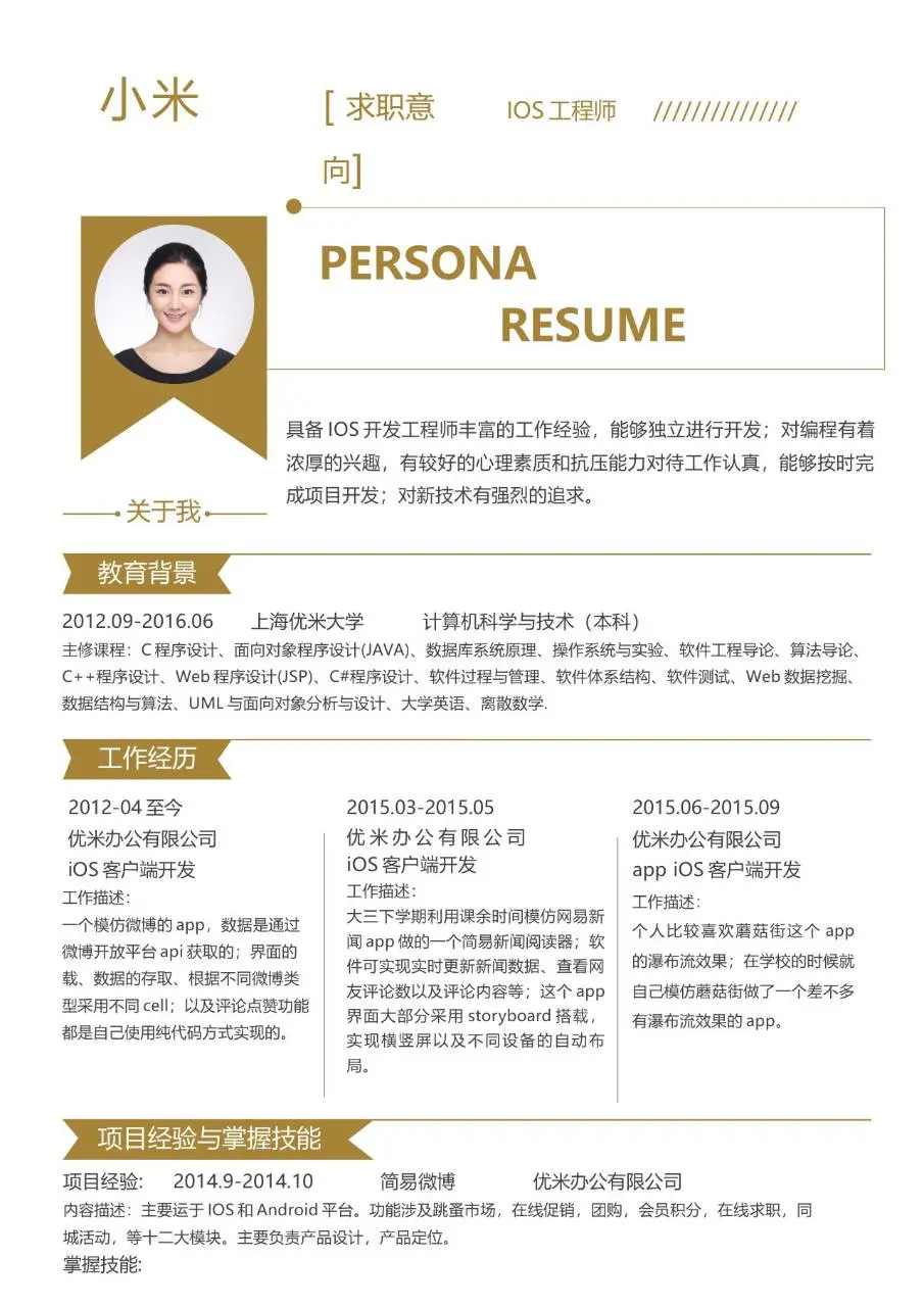 IOS工程师求职个人简历简约大气Word模板 - 第3页