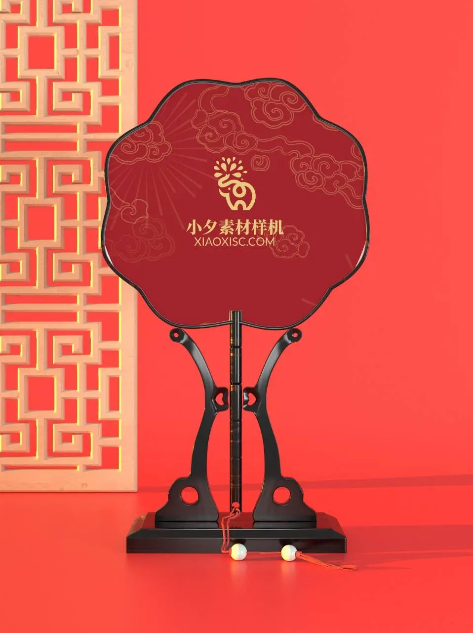 中式古典团扇品牌logo展示样机PSD设计素材 - 第1页