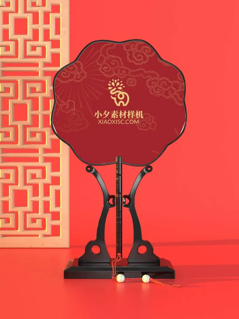中式古典团扇品牌logo展示样机PSD设计素材 - 封面预览