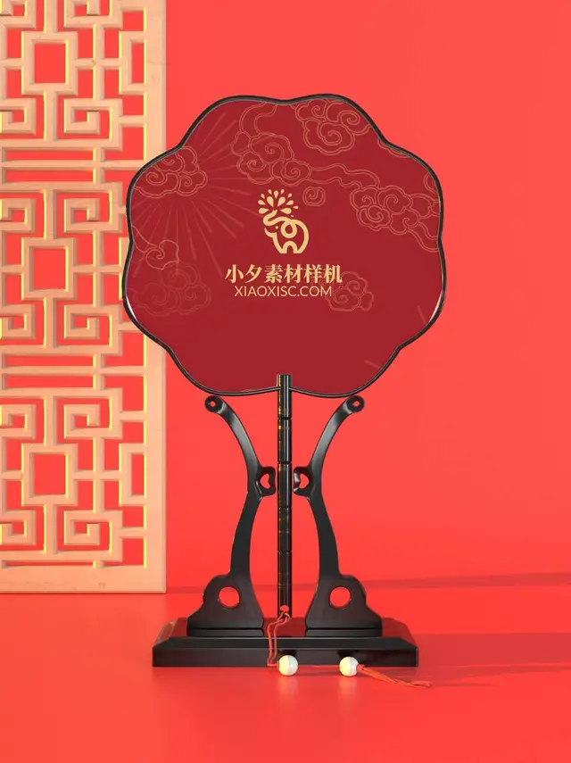 中式古典团扇品牌logo展示样机PSD设计素材 - 封面预览