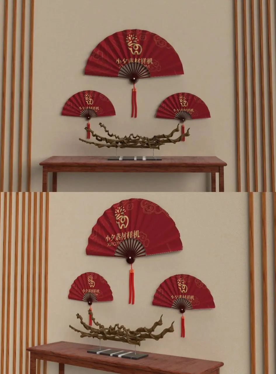 新中式国潮折扇品牌LOGO展示样机PSD设计素材 - 第1页