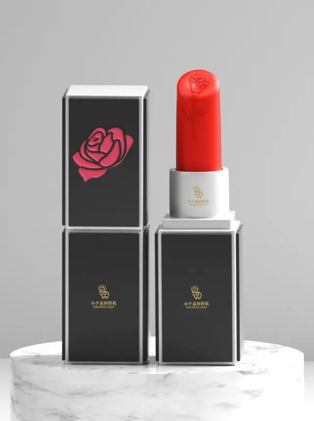美妆口红品牌包装图案展示PSD样机模板 - 封面预览