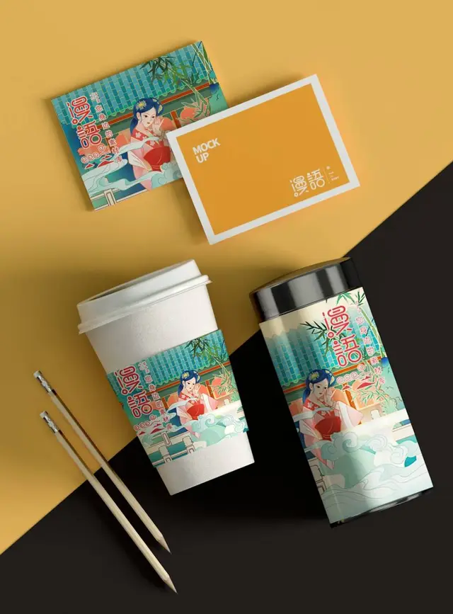 国潮古风仕女文创品牌周边产品包装展示PSD样机模板 - 封面预览