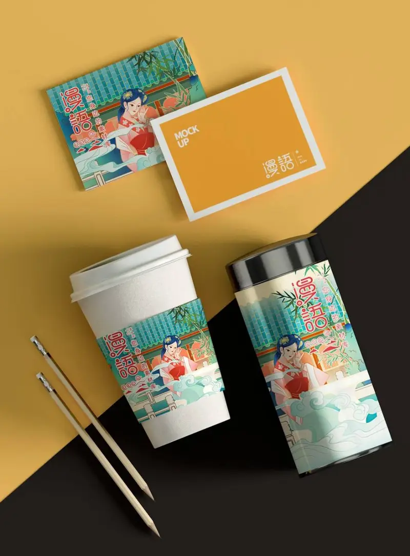 国潮古风仕女文创品牌周边产品包装展示PSD样机模板 - 封面预览