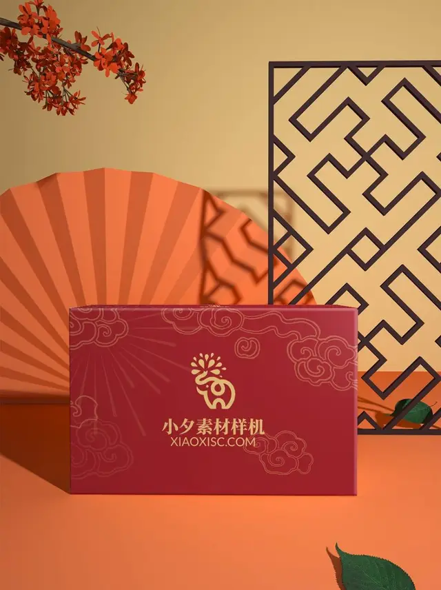 国风中式礼盒包装展示PSD样机素材 - 封面预览