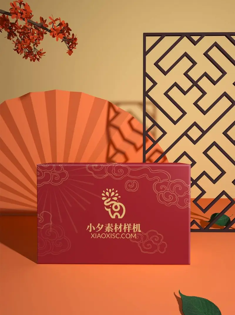 国风中式礼盒包装展示PSD样机素材 - 封面预览