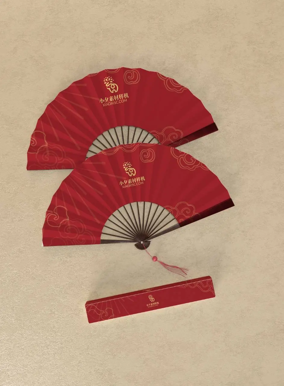 中式国潮折扇品牌文创样机PSD设计素材 - 第1页