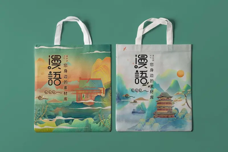 国潮古风山水建筑帆布手提袋文创周边PSD设计素材 - 封面预览