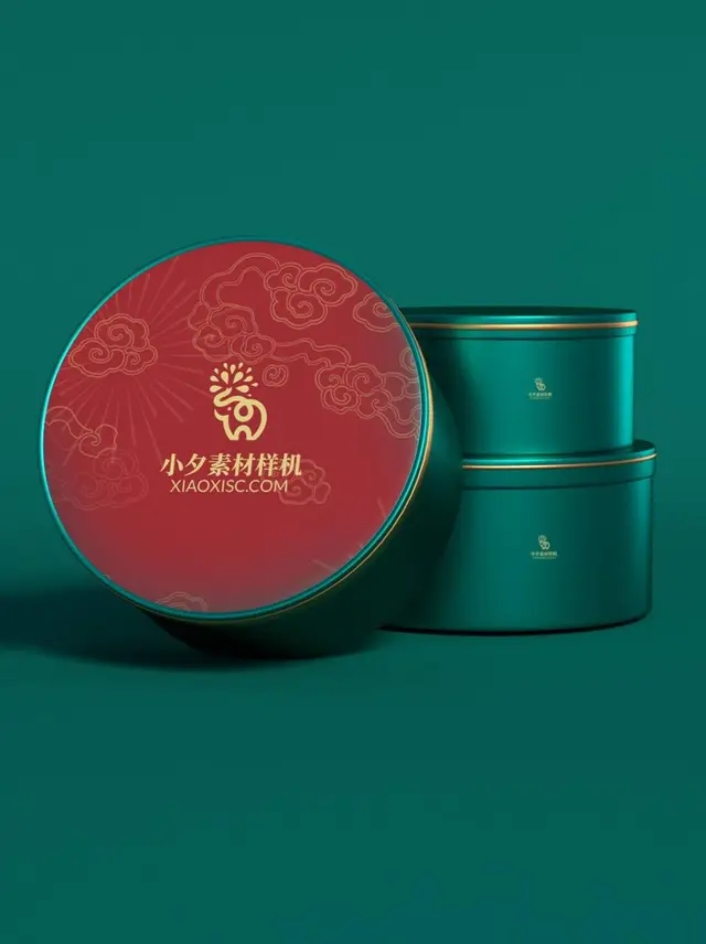国潮风圆形礼盒包装展示PSD样机素材 - 封面预览