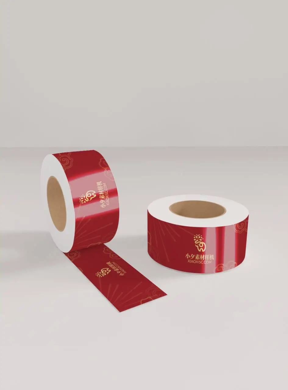 红金国风胶带品牌logo展示PSD样机素材 - 第1页