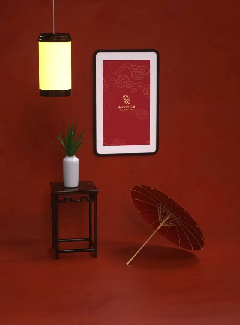 新中式红金国风装饰画相框展示样机PSD素材 - 封面预览