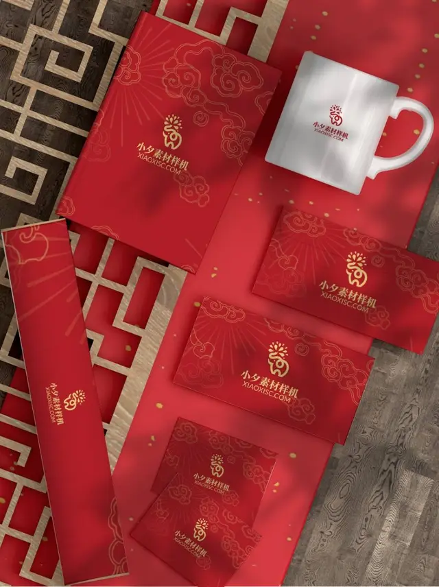 红金国潮企业品牌文创VI样机展示PSD设计素材 - 封面预览
