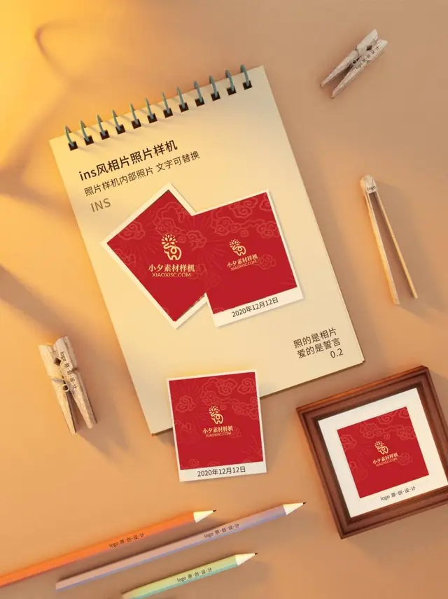 ins风相片照片样机PSD设计素材 可替换图文展示品牌标识效果 - 封面预览