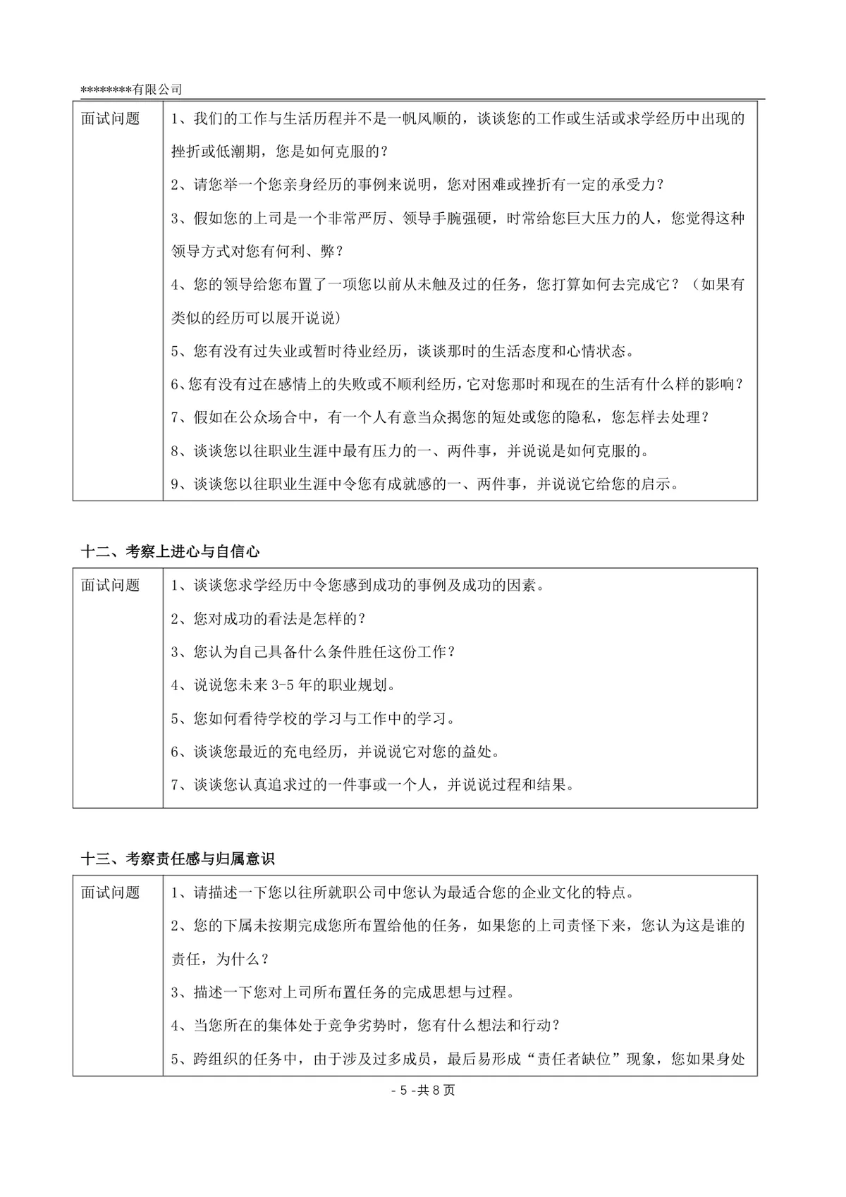 多角度的面试提问清单企业招聘面试官实用参考Word文档 - 第5页