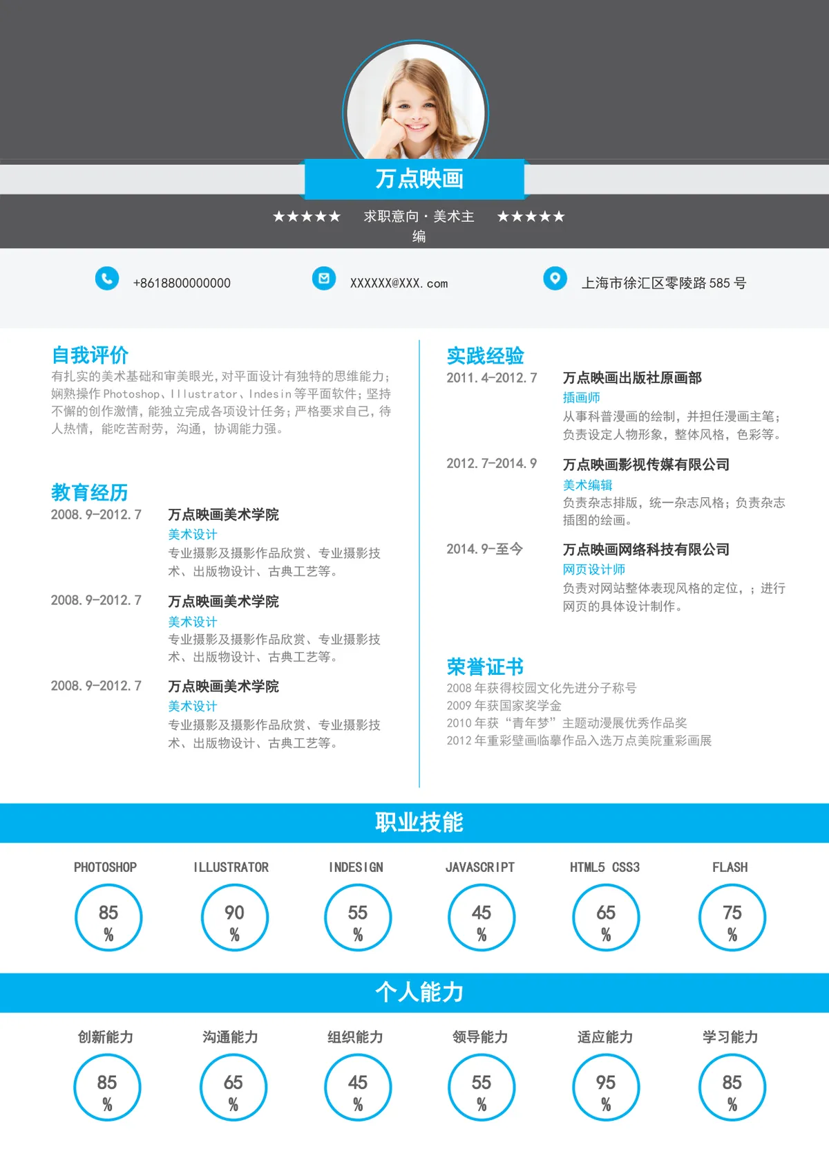 美术主编求职个人简历Word模板 含自我评价教育经历实践经验技能展示模块 - 第4页