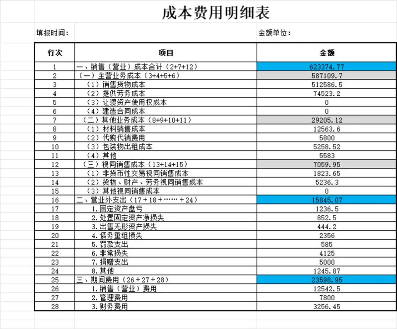 企业成本费用明细统计核算Excel表格 - 封面预览