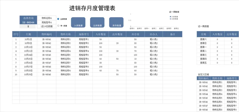 进销存月度管理Excel表格 企业物料出入库库存统计管理模板 - 封面预览